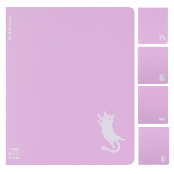 Тетрадь 48л клетка пласт обл Erich Krause CoverProBook Brave cats фиолетовая 61955 ассорти 5 видов