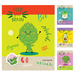 Тетрадь 60л клетка BG Go vegan мат лам Т5ск60_лм 8480 ассорти 4 вида