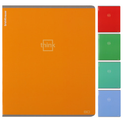 Тетрадь, А5, 80 листов, клетка, поля, ассорти 5 видов, MIX-PACK, Erich Krause, Think, 63287