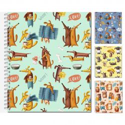 Тетрадь 48л дв спир Fanny Pattern выб лак 2907-48 ассорти 4 вида