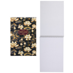 Блокнот, А4, 60 листов, клетка, на спирали, Hatber, Белый лотос, 60Б4В1сп_35116