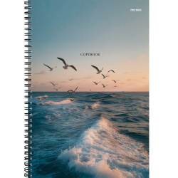 Тетрадь, А4, 96 листов, клетка, на спирали, Проф-Пресс, Чайки над морем, Т96-8335