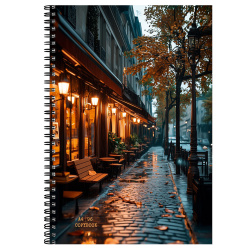 Тетрадь, А4, 96 листов, клетка, на спирали, Городская улочка, Проф-Пресс, 96-8930