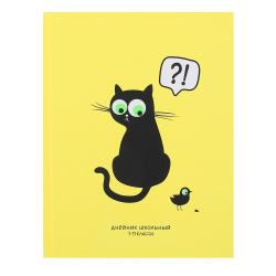 Дневник универ тв обл 7Бц мальч+дев soft touch Черный котик на желтом-1 Проф-Пресс Д40-3529