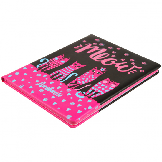 Дневник 1-11 класс, для девочек, твердый картон 7Бц, кожзам, поролон Pink Cats КОКОС 214124