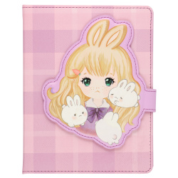 Дневник, 1-11 класс, для девочек, твердый картон 7Бц, кожзам, поролон, на магните, гимн, Зайка, КОКОС, 240093