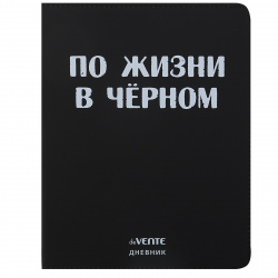 Дневник, 1-11 класс, универсальный, интегральная, кожзам, По жизни в черном, deVENTE, 2020371