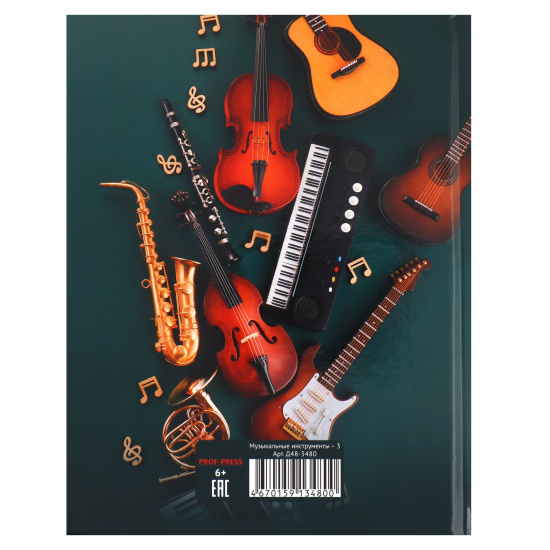 Дневник для музыкальной школы универсальный, твердый картон 7Бц Музыкальные инструменты-3 Проф-Пресс Д48-3480