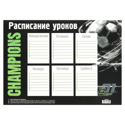 Расписание уроков, А4, бумага 115 г/кв.м, Champions, КОКОС, 252335