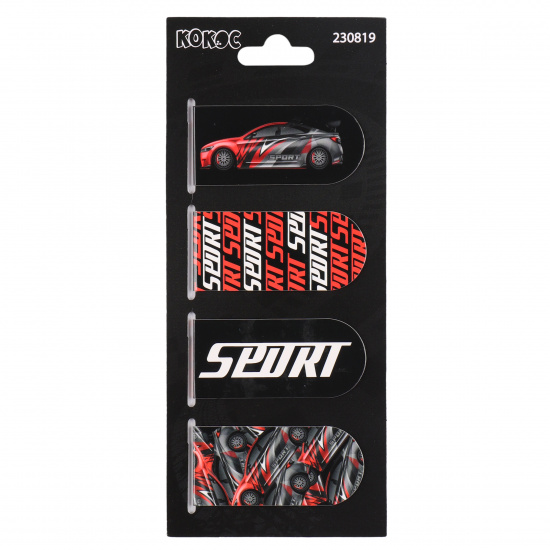 Закладка магнитная картон, набор 4 шт, 25*55 мм Sports Racing КОКОС 230819