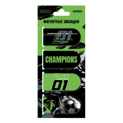 Закладка магнитная, картон, набор 4 шт, 25*55 мм, Champions, КОКОС, 250602