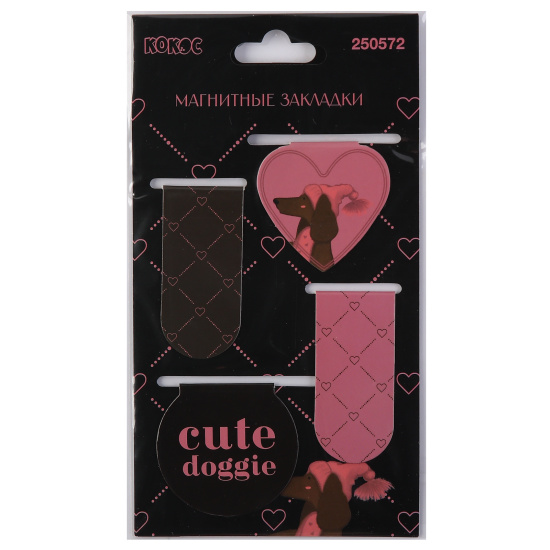 Закладка магнитная, картон, набор 4 шт, Cute doggie, КОКОС, 250572