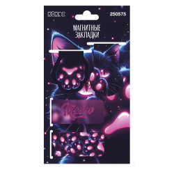 Закладка магнитная, картон, набор 4 шт, блестки, Cosmo Cat, КОКОС, 250575