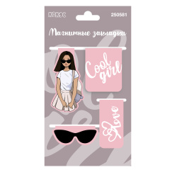 Закладка магнитная, картон, набор 4 шт, Cool girl, КОКОС, 250581