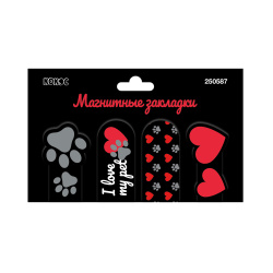 Закладка магнитная, картон, набор 4 шт, Сердце, КОКОС, 250587