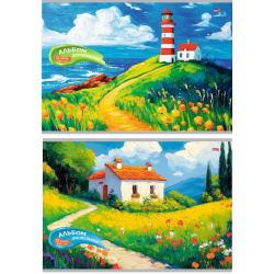 Альбом для рисования, А4, 12 листов, на скобе, ассорти 2 вида, Проф-Пресс, Красивые пейзажи - 3, 12-7249