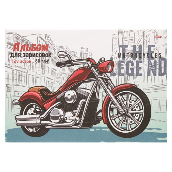 Альбом для рисования А4, 12 листов, на скобе Проф-Пресс Красный мотоцикл-2 12-5149