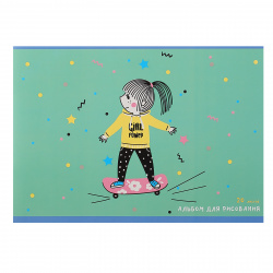 Альбом для рисования А4, 20 листов, на скобе Listoff Девочка-скейтер АЛ202160