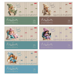 Альбом для рисования, А4, 24 листа, на скобе, 100 г/кв.м, ассорти 5 видов, Hatber, Sweet time, Sweet time, 24А4В