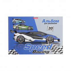Альбом для рисования А4, 30 листов, склейка Erich Krause Speed Racing 49835