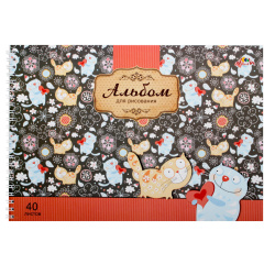 Альбом для рисования 40л дв спир Паттерн Кошки С0225-56