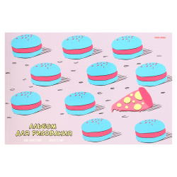 Альбом для рисования 48л склейка обл мел картон Проф-Пресс Пончики и пицца 48-5407