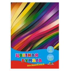 Набор цветной бумаги А4 10л 10цв немелованная на скобе Апплика Цветные полоски С2777-14