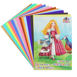 Набор цветной бумаги А4, 14 листов, 14 цветов, мелованная, односторонняя, в папке Приключения в саду Лилия Холдинг ЦБ-3879