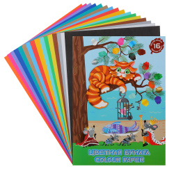 Набор цветной бумаги А4 16л 16цв тонированная в папке Мышки договариваются Лилия Холдинг ЦБ-7045