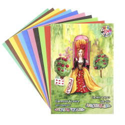 Набор цветной бумаги А4, 18 листов, 18 цветов, офсетная, двусторонняя, в папке Красная Королева Лилия Холдинг ЦБ-3558