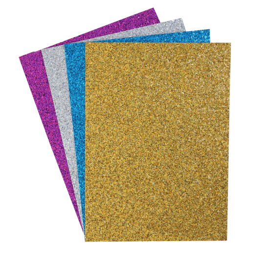 Набор цветного картона Битое стекло А4, 4 листа, 4 цвета, немелованный, с пайетками, в пакете Апплика С3826-01