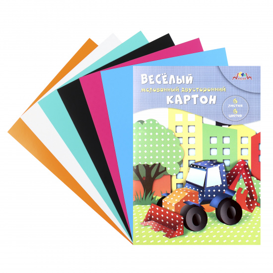 Набор цветного картона Ромбики А4, 6 листов, 6 цветов, мелованный, двусторонний, в папке Апплика С0151-06