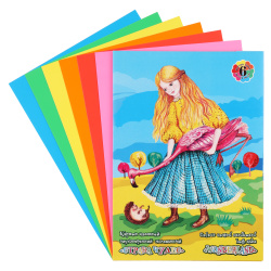 Набор цветного картона А4 6л 6цв мелованный в папке Страна чудес Фламинго Лилия Холдинг НК-9731