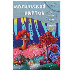 Набор цветного картона, Волшебный лес, А4, 7 листов, 7 цветов, мелованный, в папке, Апплика, С1857-13