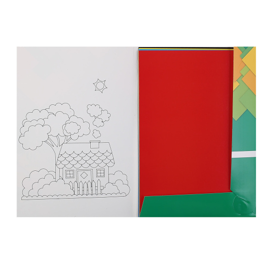 Набор цветного картона Домики А4, 10 листов, 10 цветов, мелованный, в папке Hatber 10Кц4_25051