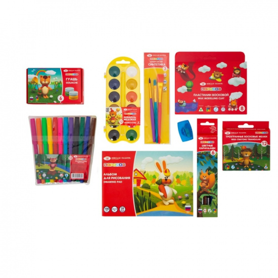 Набор для детского творчества с наполнением, 9 предметов, универсальный, пластиковый чемодан Невская палитра 72421930