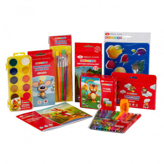 Набор для детского творчества с наполнением, 10 предметов, универсальный, картонная коробка Невская палитра Цветик 72411706