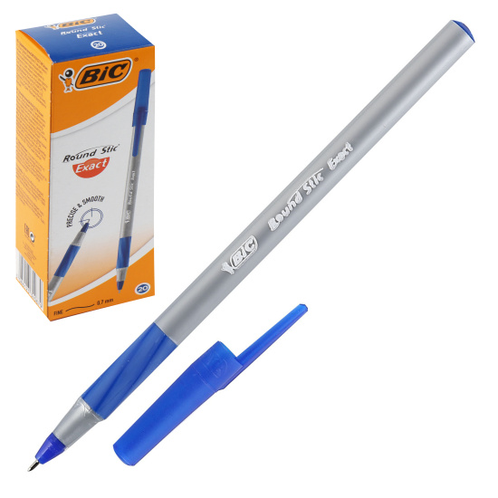 Ручка пишущий узел 0,7 мм, игольчатая, одноразовая, цвет чернил синий Round Stic Exact Bic 918543