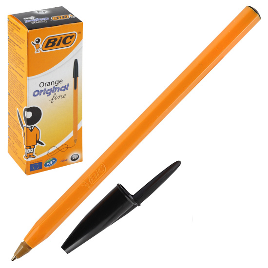 Ручка пишущий узел 0,8 мм, одноразовая, цвет чернил черный Orange Bic 8099231