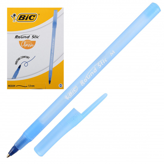 Ручка пишущий узел 1,0 мм, одноразовая, цвет чернил синий Round Stic Bic 921403