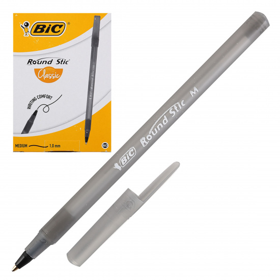 Ручка пишущий узел 1,0 мм, одноразовая, цвет чернил черный Round Stic Bic 920568