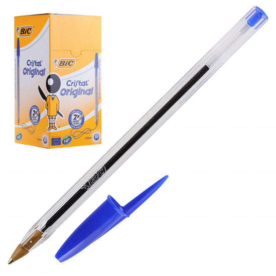 Ручка пишущий узел 1,0 мм, одноразовая, цвет чернил синий Cristal Bic 847898