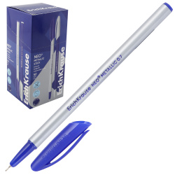 Ручка пишущий узел 0,7 мм, игольчатая, одноразовая, цвет чернил синий, ассорти 2 вида Neo® Stick Metallic R-301 Erich Krause 61009