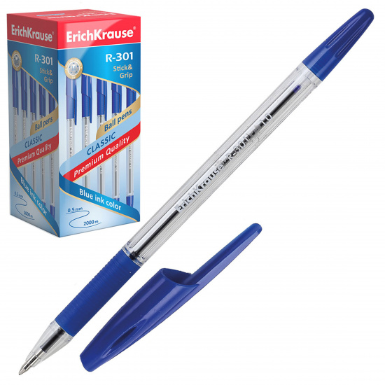 Ручка пишущий узел 1,0 мм, цвет чернил синий Grip R-301 Erich Krause 39527