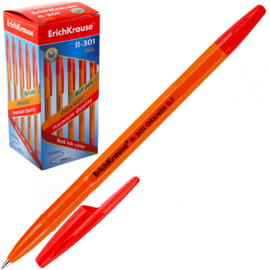 Ручка пишущий узел 0,7 мм, цвет чернил красный Orange R-301 Erich Krause 43196