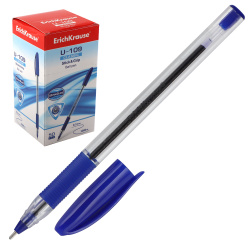Ручка пишущий узел 1,0 мм, игольчатая, одноразовая, цвет чернил синий U-109 Classic Stick&Grip Ultra Glide Technology Erich Krause 47574