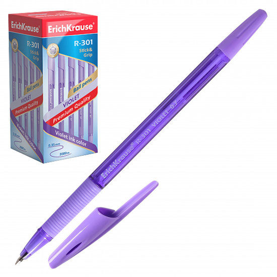 Ручка пишущий узел 0,7 мм, цвет чернил фиолетовый Violet Stick&Grip R-301 Erich Krause 44592