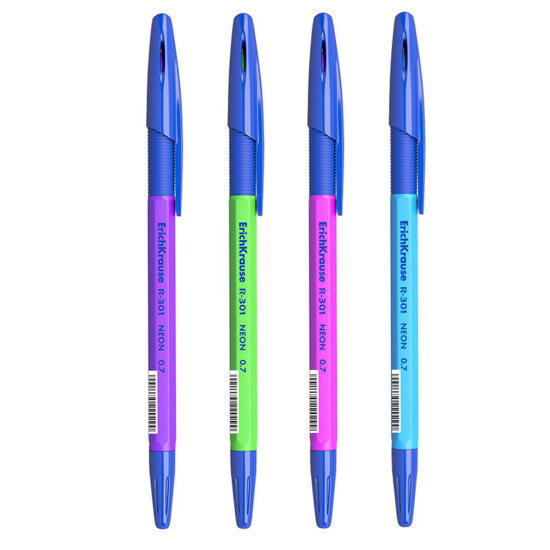 Ручка пишущий узел 0,7 мм, цвет чернил синий, ассорти 4 вида Erich Krause 42751