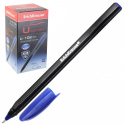 Ручка пишущий узел 1,0 мм, игольчатая, одноразовая, цвет чернил синий Ultra Glide Technology Black Edition Stick U-108 Erich Krause 46777