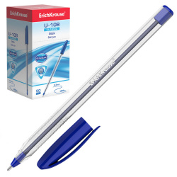 Ручка пишущий узел 1,0 мм, игольчатая, одноразовая, цвет чернил синий Ultra Glide Technology Classic Stick U-108 Erich Krause 47564